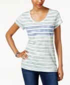 Style & Co Petite Mixed-stripe T-shirt, Only At Macy's