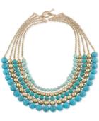 Carolee Gold-tone Multi-bead Five Row Necklace