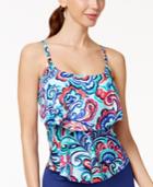 24th & Ocean Paisley Park Tiered Tankini Top Women's Swimsuit