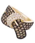 Le Vian Chocolate Diamond (2-1/6 Ct. T.w.) And White Diamond (3/8 Ct. T.w.) Buckle Ring In 14k Gold