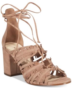 Nine West Genie Lace-up Block-heel Sandals Women's Shoes