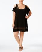 Becca Etc Plus Size Poetic Cold-shoulder Cover-up Dress Women's Swimsuit