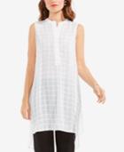 Vince Camuto Sheer Plaid Henley Tunic