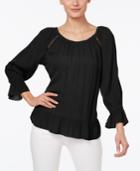 Inc International Concepts Crepe Peasant Top, Created For Macy's