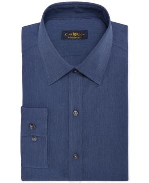 Club Room Estate Classic-fit Wrinkle Resistant Shadow Blue Solid Dress Shirt