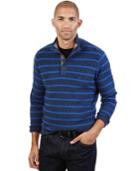 Nautica Striped Buttoned Mock-neck Sweater