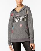 Miss Chievous Juniors' Sequin Graphic Pullover Hoodie