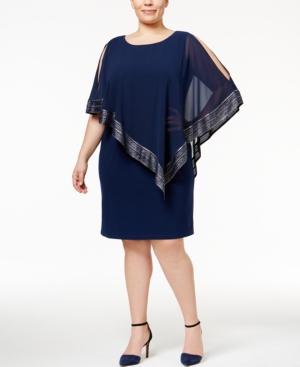 Sl Fashions Plus Size Chiffon Overlay Sheath Dress
