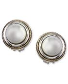Effy Cultured Freshwater Pearl Scroll Side Earrings In 18k Gold And Sterling Silver
