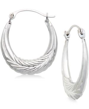 Chevron Hoop Earrings In 10k White Gold