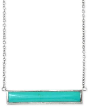 Manufactured Turquoise Bar Pendant Necklace In Sterling Silver (2 Ct. T.w.)