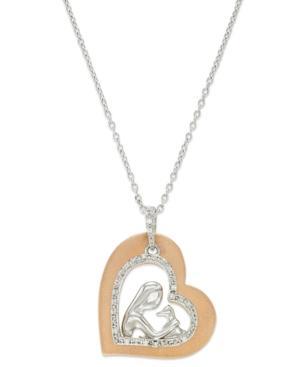 Aspca Tender Voices Diamond Necklace, Sterling Silver And 10k Rose Gold-plated Diamond Heart Pendant (1/10 Ct. T.w.)