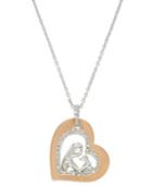 Aspca Tender Voices Diamond Necklace, Sterling Silver And 10k Rose Gold-plated Diamond Heart Pendant (1/10 Ct. T.w.)