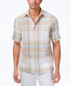 Tasso Elba Men's Island Plaid Linen Blend Shirt