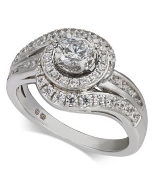 Diamond Swirl Halo Engagement Ring (1 Ct. T.w.) In 14k White Gold