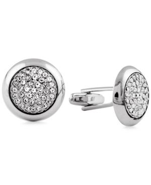Say Yes To The Prom Silver-tone Pave Round Cufflinks