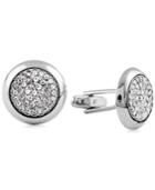Say Yes To The Prom Silver-tone Pave Round Cufflinks