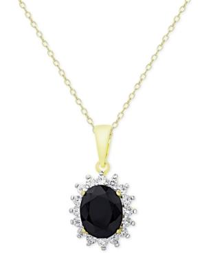 Victoria Townsend Sapphire (3 Ct. T.w.) And White Topaz (5/8 Ct. T.w.) Pendant Necklace In 18k Gold-plated Sterling Silver