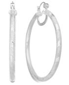 Simone I. Smith Platinum Over Sterling Silver Earrings, Laser And Diamond-cut Extra Large Hoop Earrings
