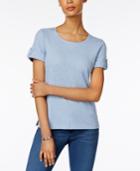 Karen Scott Cuffed Cotton Active T-shirt, Created For Macy's