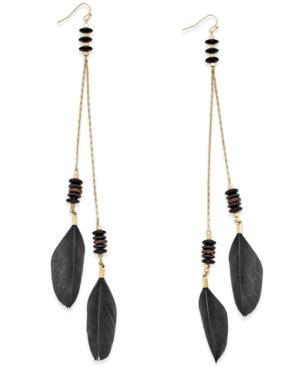 Inc International Concepts Gold-tone Feather Linear Earrings, Only At Macy's