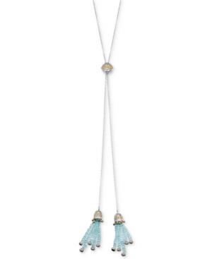 Apatite (11-5/8 Ct. T.w.) & White Topaz (1/5 Ct. T.w.) Long Lariat Necklace In 14k Gold-plate