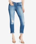 Jessica Simpson Juniors' Best Friend Ripped Cuffed Skinny Jeans