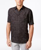 Tasso Elba Men's Big And Tall Naples Cube Leaf Short-sleeve Shirt, Only At Macy's