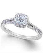 X3 Certified Diamond Halo Engagement Ring In 18k White Gold (3/4 Ct. T.w.)