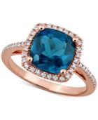 London Blue Topaz (3-3/4 Ct. T.w.) & Diamond (1/5 Ct. T.w.) Ring In 14k Rose Gold