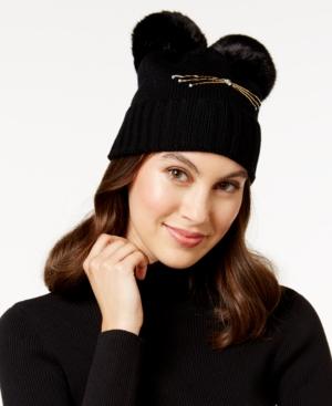 Kate Spade New York Cat Faux Fur Pom Pom Beanie