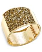 Inc International Concepts Gold-tone Glittery Wide Hinged Bangle Bracelet, Created For Macy's