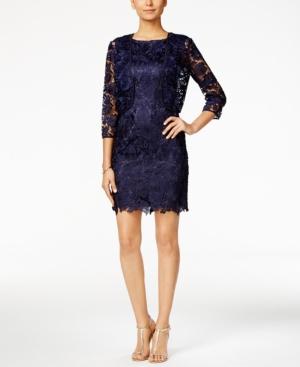 Tahari Asl Lace Sheath Dress And Bolero Jacket