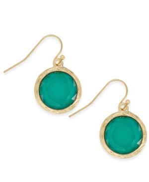 Inc International Concepts Gold-tone Green Stone Drop Earrings, Only At Macy's