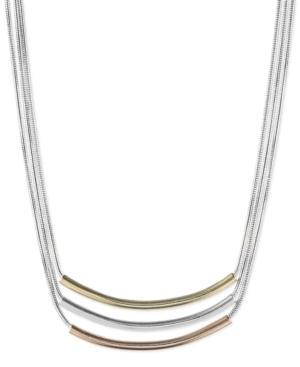Nine West Tri-tone Triple Bar Pendant Necklace