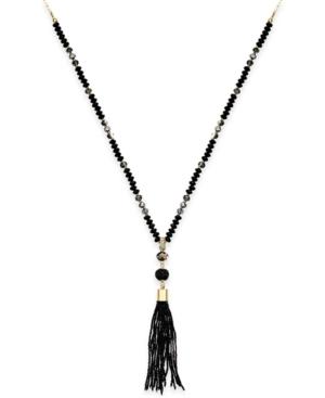 Inc International Concepts Gold-tone Black Beaded Tassel Long Necklace, Only At Macy's