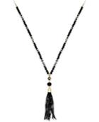 Inc International Concepts Gold-tone Black Beaded Tassel Long Necklace, Only At Macy's