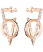 Swarovski Rose Gold-tone Geometric Pave Drop Earrings