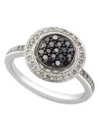 Sterling Silver Ring, Black And White Diamond Circle Ring (1/2 Ct. T.w.)