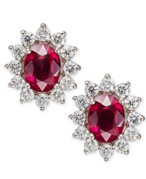 Rosa By Effy Ruby (3-3/4 Ct. T.w.) And Diamond (1-5/8 Ct. T.w.) Oval Stud Earrings In 14k Gold