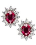 Rosa By Effy Ruby (3-3/4 Ct. T.w.) And Diamond (1-5/8 Ct. T.w.) Oval Stud Earrings In 14k Gold