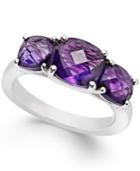 Amethyst Three-stone Ring In Sterling Silver (4 Ct. T.w.)