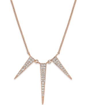 Studio Silver Cubic Zirconia Three Spike Pendant Necklace In Sterling Silver, 18k Rose Gold, And 18k Yellow Gold