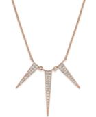Studio Silver Cubic Zirconia Three Spike Pendant Necklace In Sterling Silver, 18k Rose Gold, And 18k Yellow Gold