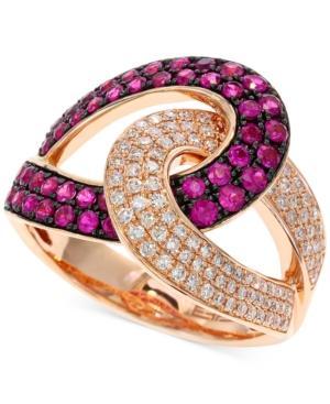 Amore By Effy Ruby (3/4 Ct. T.w.) And Diamond (1/3 Ct. T.w.) Loop Ring In 14k Rose Gold