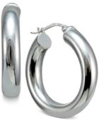 Polished Tube-style Hoop Earrings In Sterling Silver