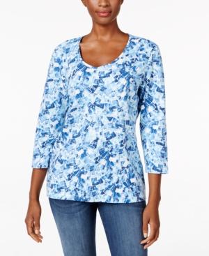 Karen Scott Print V-neck Top, Only At Macy's
