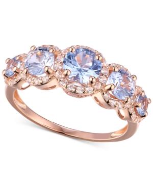 Cubic Zirconia March Stone Ring In 14k Rose Gold-plated Sterling Silver