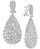 Tiara Cubic Zirconia Openwork Teardrop Drop Earrings In Sterling Silver