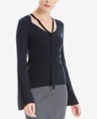 Max Studio London Ribbed Tie-neck Sweater, Created For Macy's
